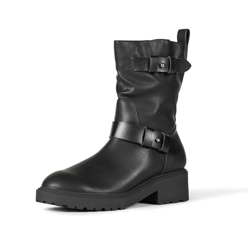 Amazon Essentials Stivali Da Motociclista Corti Donna, Nero, 37 Eu