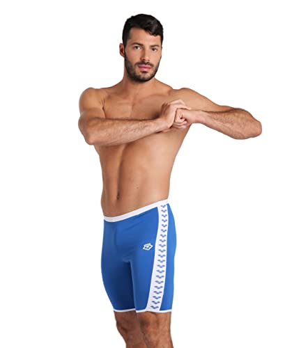 Arena Costume Da Bagno Da Corsa Da Uomo Con Icone Core Poly Swim Jammer Slip, Colore: Blu Reale/Bianco, 54