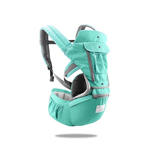 Sonarin 3 In 1 Multifunzione Hipseat Marsupio Baby Carrier,Porta Bebè,Portantina Per Bebè,Anteriore E Posteriore,100% Cotone,Ergonomico(Verde)