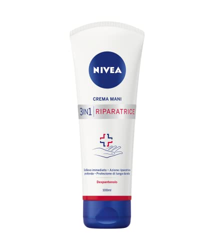 Nivea Crema Mani Riparatrice 3In1 Da 100 Ml, Crema Mani Screpolate Con Dexpanthenolo, Nivea Crema Mani Riparatrice Per Mani Secche, Arrossate E Screpo