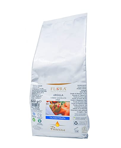 Flora Talassoterapia Argilla Verde Ventilata Fine, 500 G Bdih - Dall'Effetto Rigenerante E Rivitalizzante Per La Pelle. Solo Per Uso Esterno. Base Ide