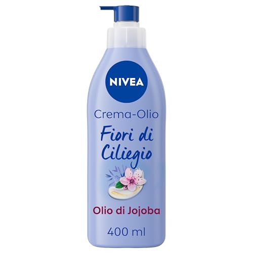 Nivea Crema-Olio Fiori Di Ciliegio & Olio Di Jojoba 400 Ml, Crema Idratante Corpo 48H, Crema Corpo Profumata Con Olio Di Jojoba E Fragranza Di Fiori D