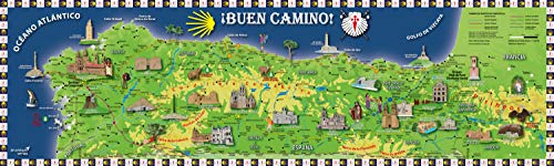 Mapa Mural Camino De Santiago Ilustrado Castellano (100X30). Druckbunt.