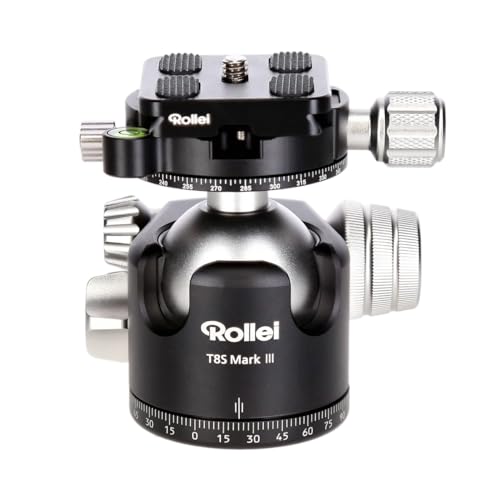 Rollei T8S Markt Ii - Treppiede Professionale A 360 Gradi Con Attrito, Portata 22 Kg, Scala Per Riprese Panoramiche E 2 Livelle A Bolla, Con Piastra A