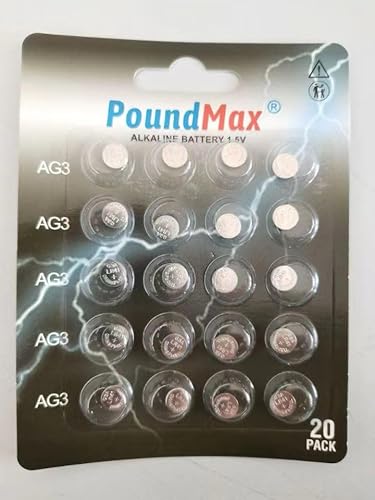 Poundmax 20 Batterie Alcaline A Bottone Ag3 Lr41 Da 1,5 V