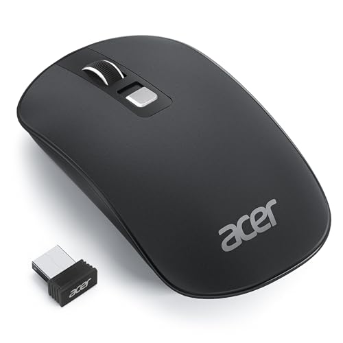 Acer Mouse Wireless, Mouse Ottico A 4 Pulsanti Programmabile A 2,4 Ghz 1600 Dpi, Ambidestro Ed Ergonomico, Connessione O Ricevitore Usb Multi-Disposit