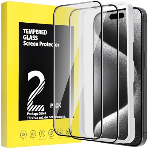 Autoban Vetro For Iphone 15 Pro Max 6,7 Pollici, 2 Pezzi Pellicola Temperato Durezza 9H Vetrino Protettivo Anti Graffio Anti-Impronte Ultra Resistente