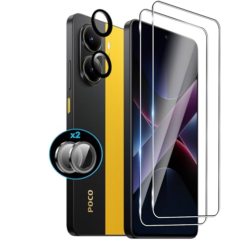 Bihizei Vetro Temperato Per Xiaomi Poco X7 Pro, 2 Pezzi Pellicola Protettiva E 1 Pezzi Pellicola Protettiva Fotocamera Posteriore, Durezza 9H, Anti Gr