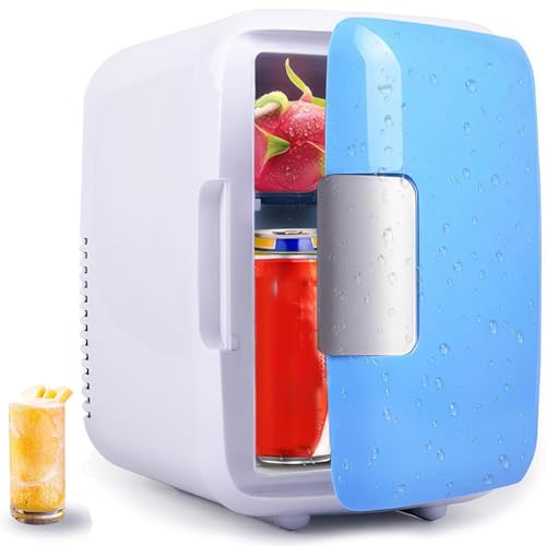 Gofemial Frigorifero Piccolo Mini Frigo Portatile 4 Litri, Frigo Da Camera Con Funzione Di Raffreddamento E Riscaldamento Silenzioso, Mini Frigo Bar P
