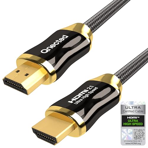 Qnected Hdmi 2.1 Cavo 2 Metri | Gen 2 Certificato | Ultra High Speed | 4K 120Hz E 144Hz, 8K 60Hz Ultra Hd | 48 Gbps | Adatto Per Ps5, Xbox Series X &