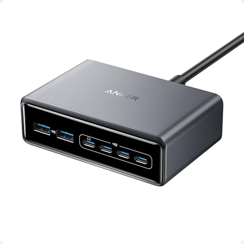Caricatore Usb C Anker Prime, Stazione Di Ricarica Da Scrivania Gan A 6 Porte Da 200W, Ricarica Rapida Usb-C Pd, Compatibile Con Macbook, Ipad Pro/Air