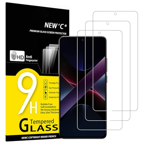 New'C 3 Pezzi, Vetro Temperato Per Xiaomi Poco X7 Pro, Pellicola Prottetiva Anti Graffio, Anti-Impronte, Senza Bolle, Durezza 9H, 0,33Mm Ultra Traspar