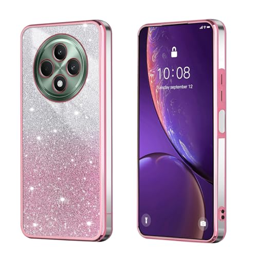 Beejtuny Custodia Per Oppo Reno12 F/Reno 12 F 5G/Reno12 Fs 5G, Cover Protettiva Trasparente Con Glitter Sfumati, Guscio Paraurti Morbido E Bello, Eleg