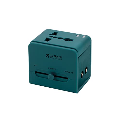 Legami - Adattatore Universale Da Viaggio Per Prese Elettriche - Compatibile In Più Di 150 Paesi, 2 Porte Usb, Petrol Blue
