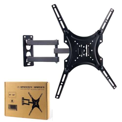 Supporto Da Parete Per Tv, Staffa Televisore/Monitor Disponibile In Cornice Semplice O Braccio Estendibile, Compatibile Con Tv Piatto E Curvo (Per 14 
