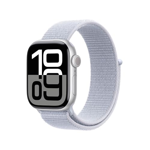 Apple Watch Series 10 Gps + Cellular 42 Mm Smartwatch Con Cassa In Alluminio Argento E Sport Loop Nuvola Azzurra - One Size. Fitness Tracker, App Ecg,