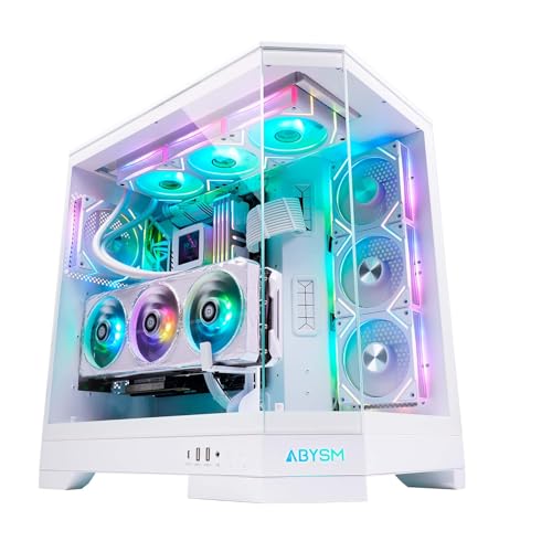 Abysm Gaming Custodia Pc Gamer Danube Sava H600 White E-Atx Con 3 Pannelli In Vetro Temperato, 4 Ventole Argb Da 120 Mm, Controller, Supporto Per Gpu