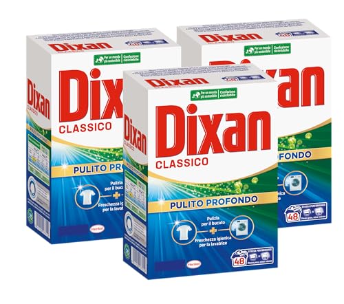Dixan Detersivo Lavatrice Polvere Classico, 3 Confezioni Da 48 Lavaggi