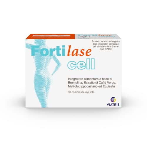 Fortilase Cell, 30 Compresse, Integratore Alimentare Di Bromelina, Caffè Verde, Melitolo, Ippocastano E Equiseto, Anticellulite E Antinfiammatorio, St