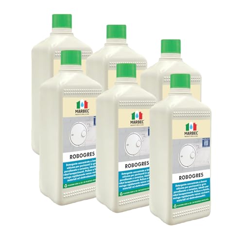Marbec Robogres 1Ltx6Pz Detersivo Concentrato A Bassa Schiumosità Per La Pulizia Dei Pavimenti Gres Porcellanato Con Per Robot Lavapavimenti. Pulisce