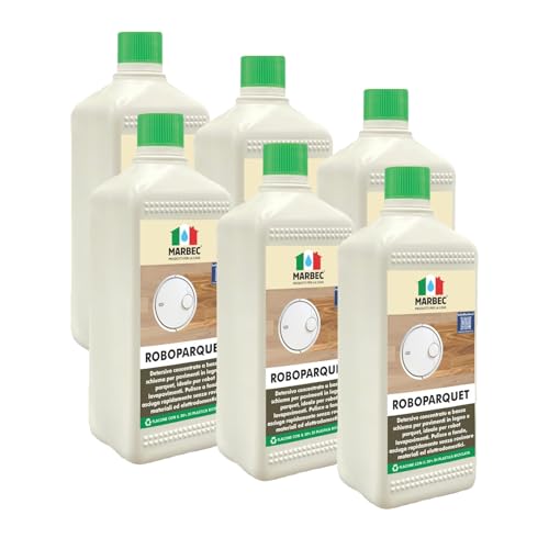 Marbec Roboparquet 1Ltx6Pz Detersivo Concentrato A Bassa Schiumosità Per La Pulizia Dei Pavimenti In Legno E Parquet Con Per Robot Lavapavimenti. Puli