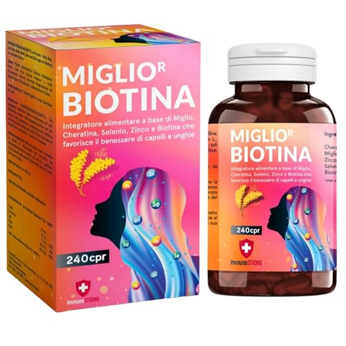 Miglior Biotina Capelli - Integratore Capelli Donna Formula Innovativa Tra Gli Integratori Per Capelli Con Miglio Biotina Cheratina E Zinco - Vitamine