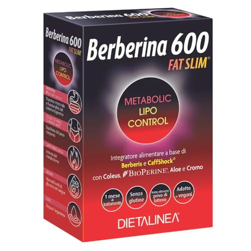 Dietalinea - Berberina 600 Fat Slim - 60 Compresse - Integratore Alimentare Pee La Regolarizzazione Del Tratto Intestinale E Le Funzionalità Del Tratt
