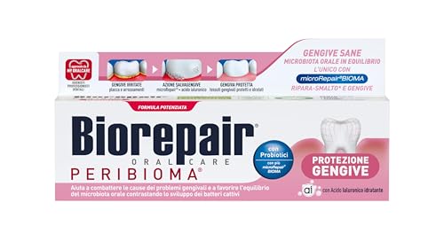 Biorepair, Dentifricio Protezione Gengive Peribioma, Combatte E Previene Problemi Gengivali, Con Probiotici, Acido Ialuronico Idratante, Senza Fluoro,