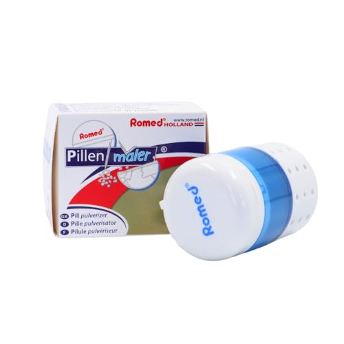 Romed Pillenmaler Romed - Blu/Bianco - Plastica - Tagliare, Dividere O Schiacciare Le Pillole - Adatto Anche Per Conservare I Farmaci