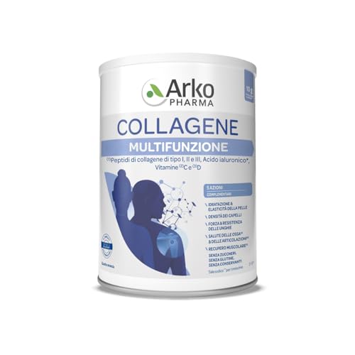 Arkopharma Collagene Multifunzione – Integratore Alimentare In Polvere Con Peptidi Di Collagene Tipo I, Ii E Iii Acido Ialuronico, Vitamine C E D Per