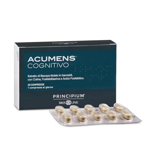 Bios Line Principium Acumens Cognitivo, Integratore Alimentare Per Il Sostegno Naturale Per Memoria E Funzioni Cognitive, Con Bacopa, Colina E Fosfati