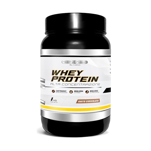 Whey Protein In Polvere Healthy Fusion | Proteina Premium 100% Pura + Bcaas + Aminoacidos | Alto Contenuto Proteico | Maggiore Crescita Muscolare, Rec