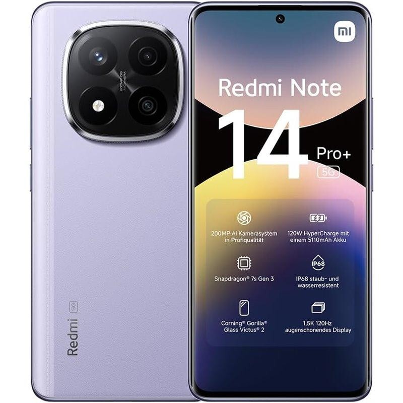 Xiaomi Redmi Note 14 Pro+Plus 5G Lavender Purple 12Gb Ram 512Gb Memoria 6.67" Eu