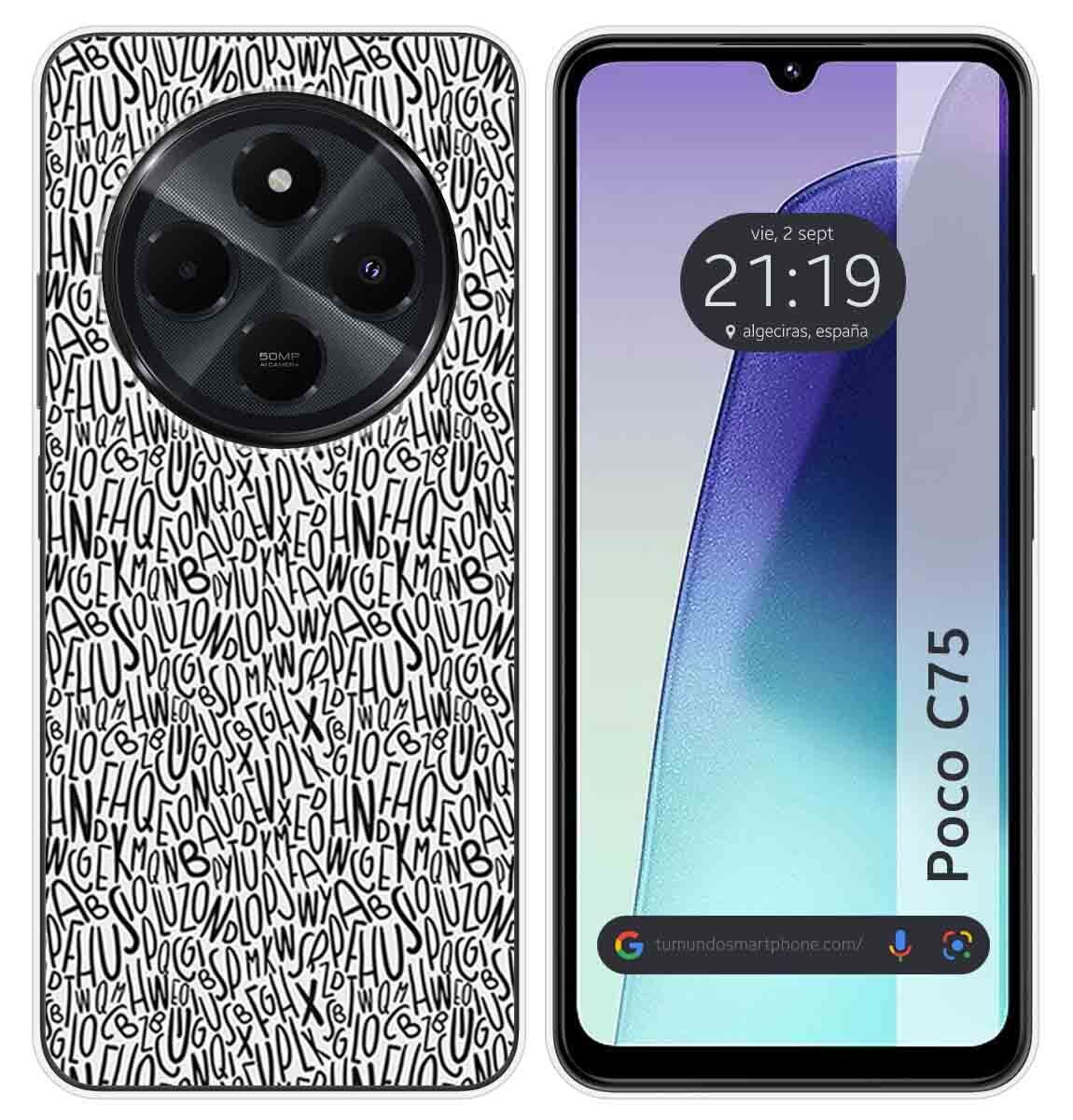 Cover Silicone per Xiaomi Poco C75 Disegno Lettere Disegni