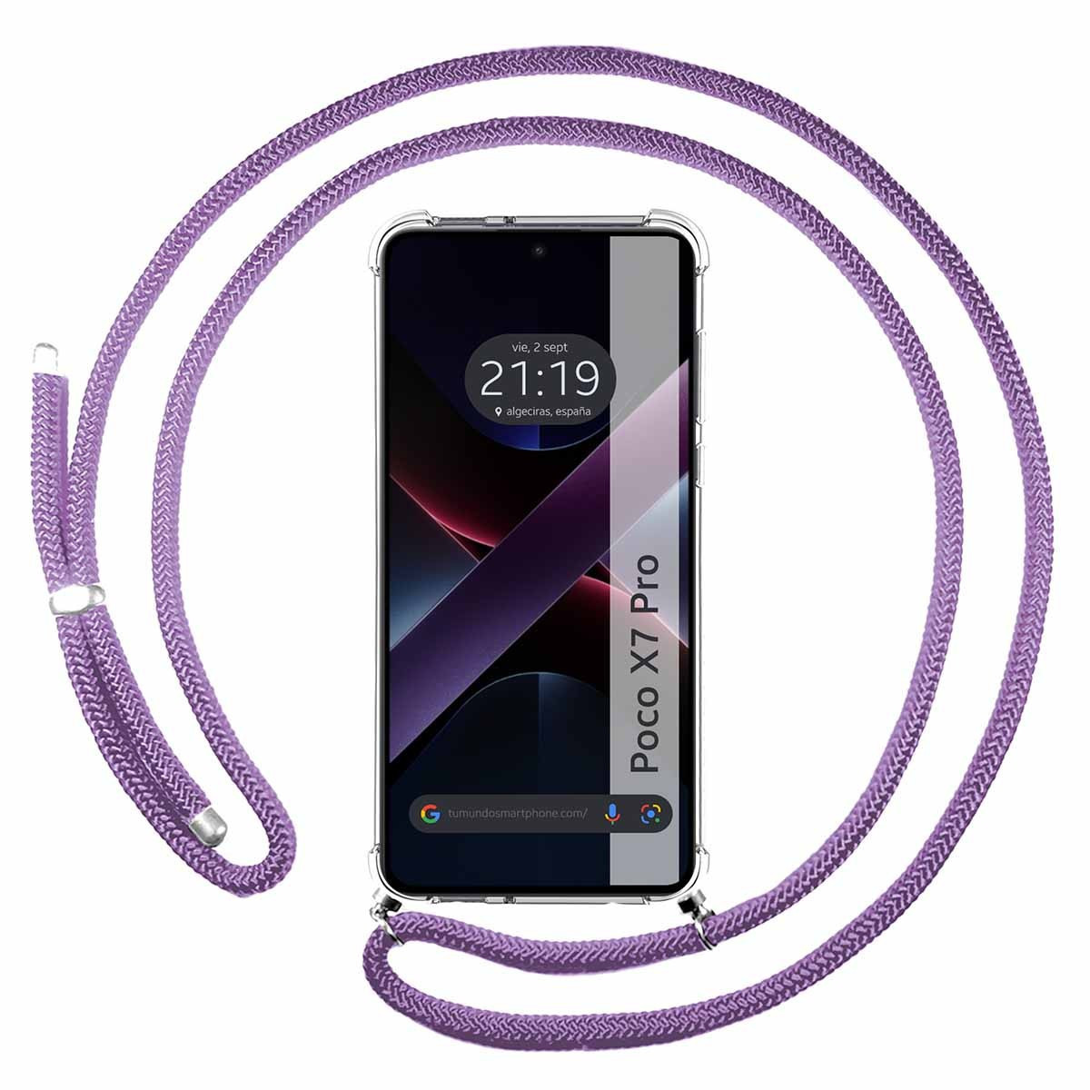 Funda Trasparente Appesa Per Xiaomi Poco X7 Pro 5G Con Corda Viola