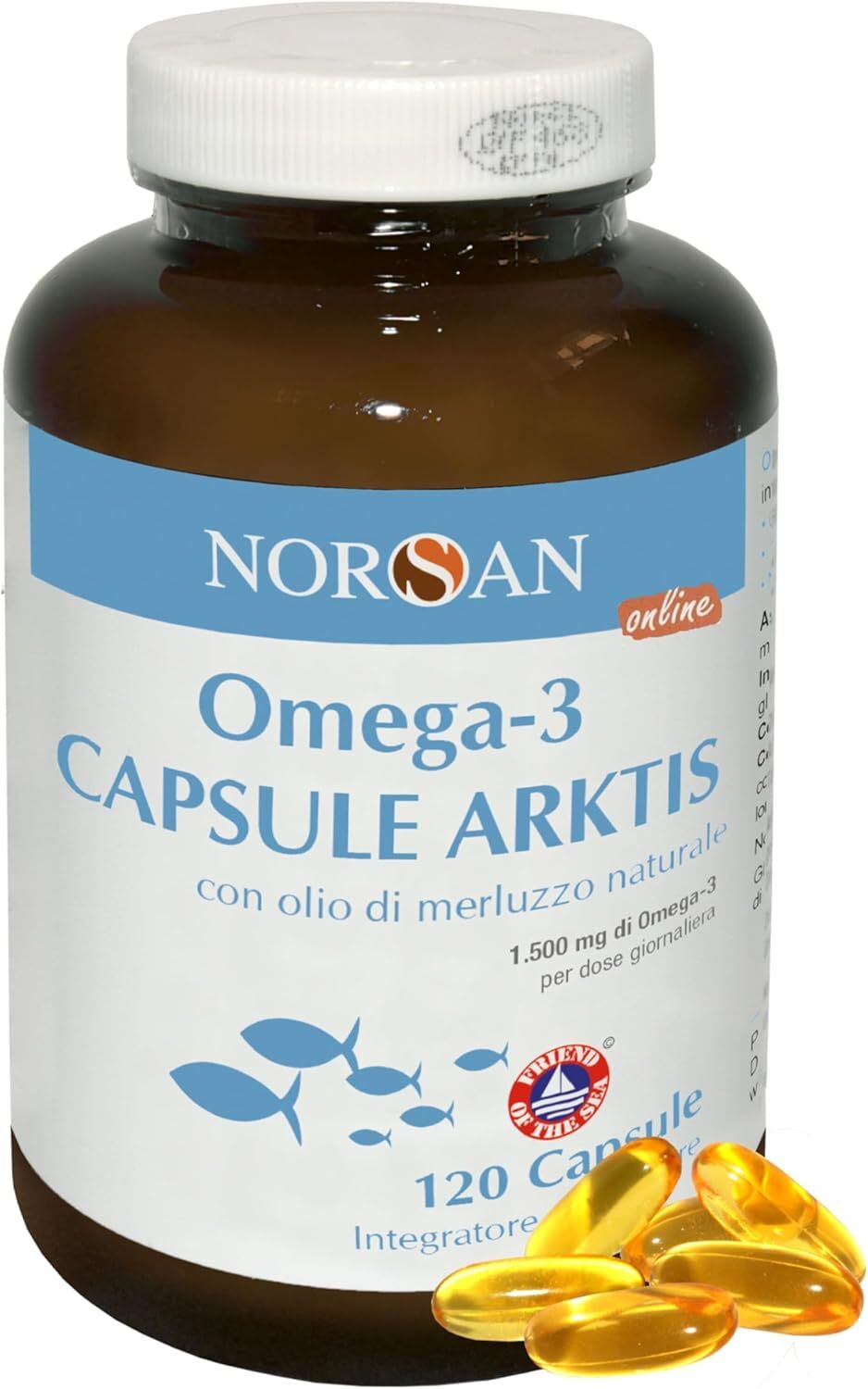 NORSAN Omega 3 Capsule Arktis 1x120 pz I Olio di fegato merluzzo I 1.500...