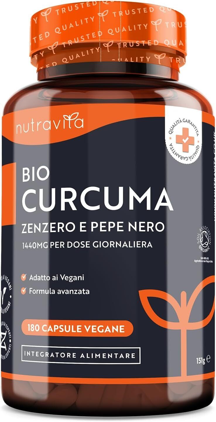 Curcuma Bio con Piperina e Zenzero - 180 Capsule di e Piperina...