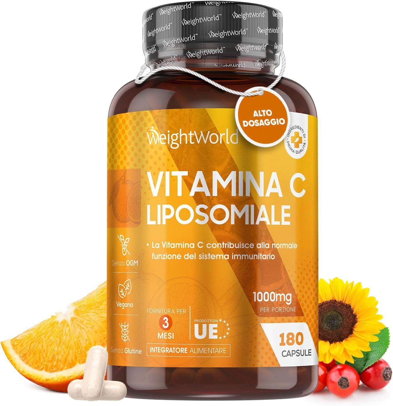 Vitamina C Liposomiale 3 Mesi, Vitamina C 1000mg Vegana, Alto Dosaggio,.........