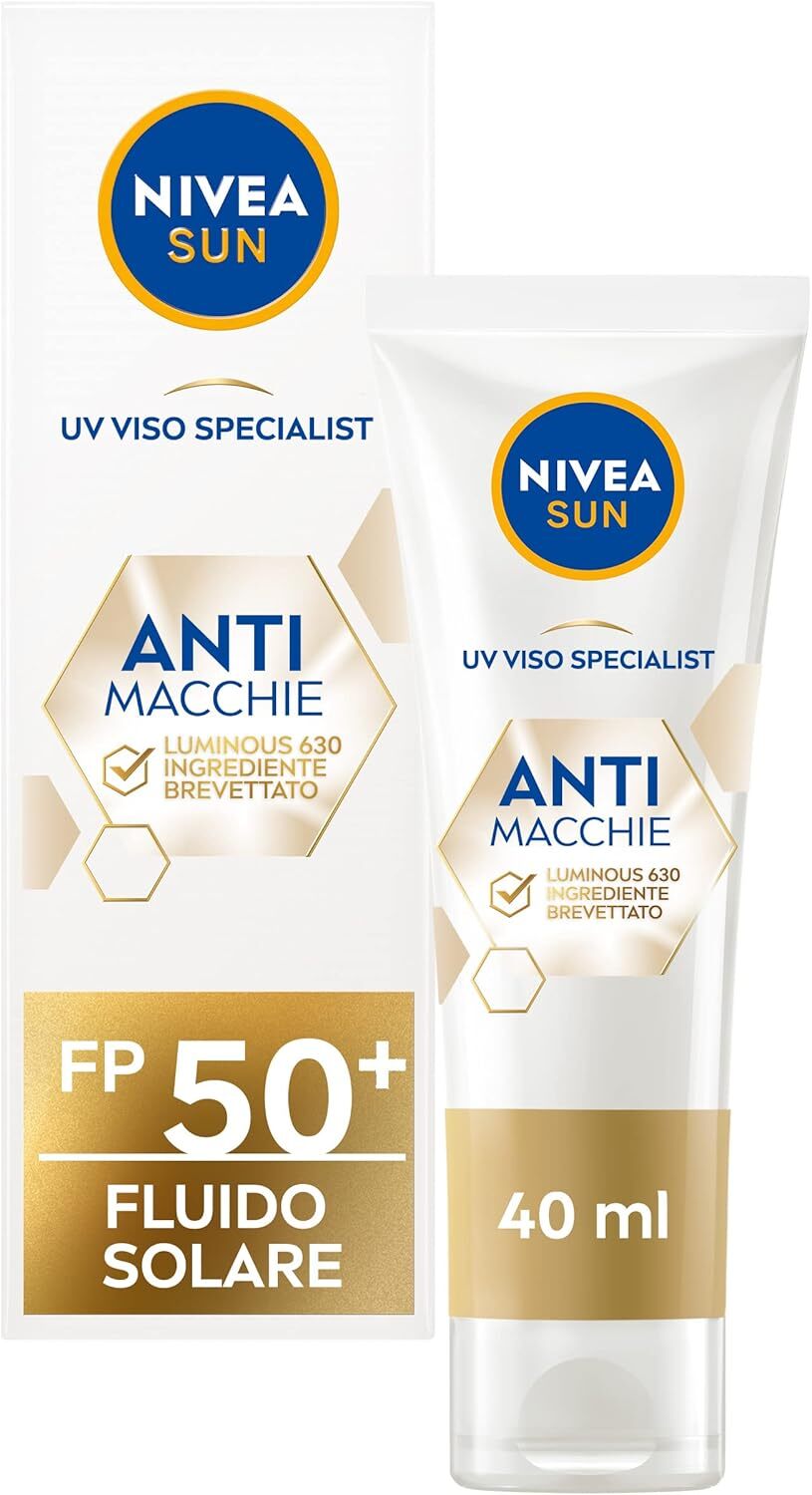 NIVEA SUN | Crema Solare | Antimacchia Idratante Viso UV | FP 50+ | 40 ml