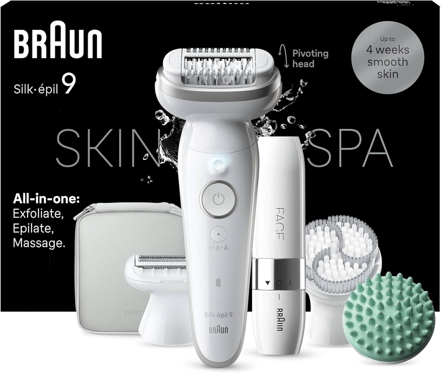 Braun Silk-épil 9 SkinSpa Depilatore Donna Epilatore Elettrico Pelle Liscia