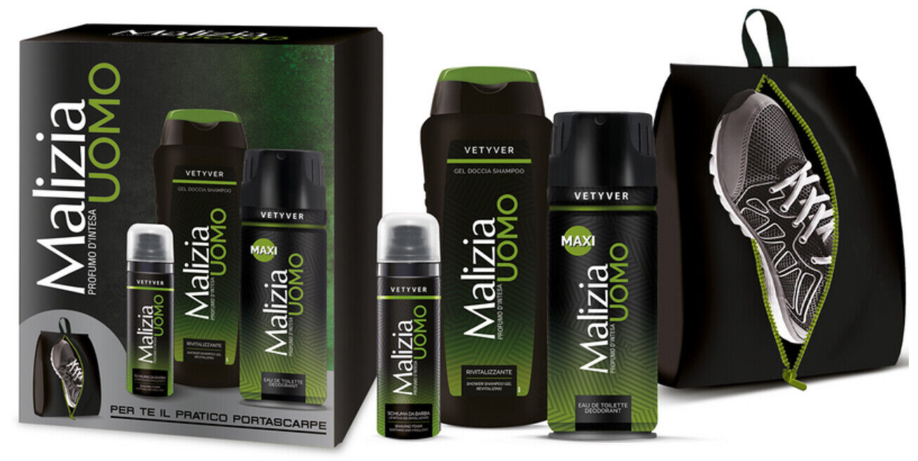 Malizia Regalo Deo-Doccia-Sch.Barba-Scarpe Vetiver