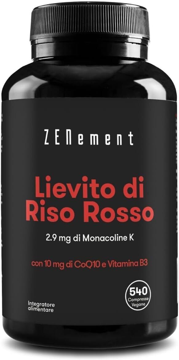 Lievito di Riso Rosso, 540 Compresse Vegane | Fornisce 2,9 mg monacolina...