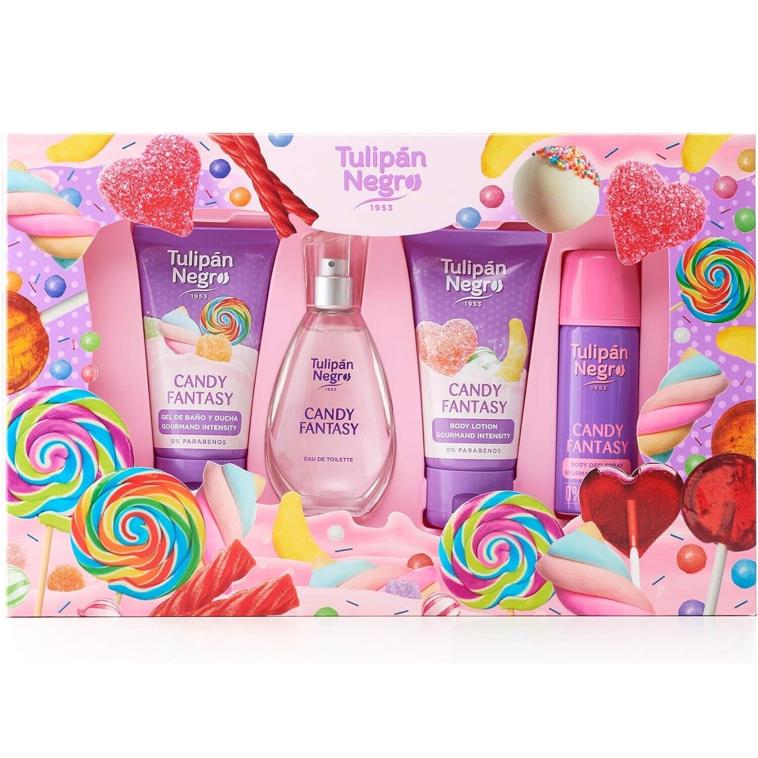 Tulipan Negro Candy Fantasy Confezione 4pz Profumo Bagnoschiuma Deo Crema Corpo