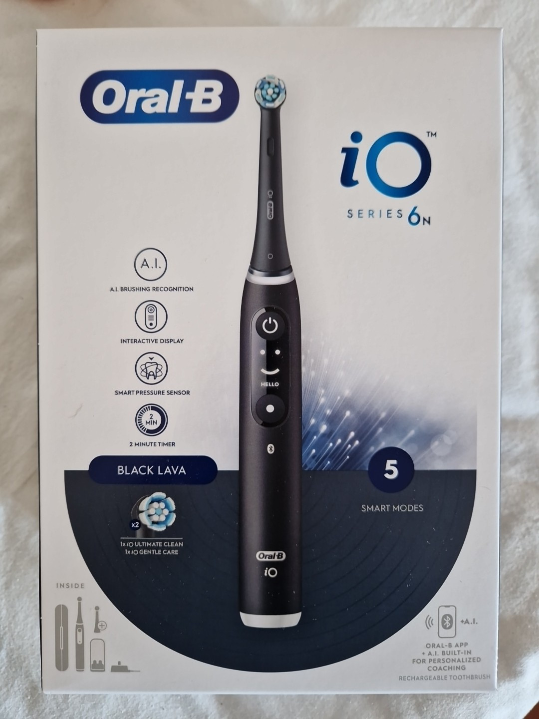 Spazzolino Oral B io Serie 6N Nero Con 2 Testine Di Ricambio