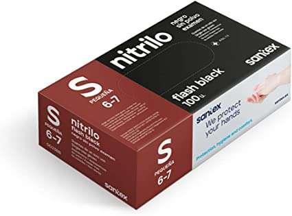 Santex Flash Black Pack de 100 Guantes de Nitrilo Talla S - 6 gramos - Sin Polvo