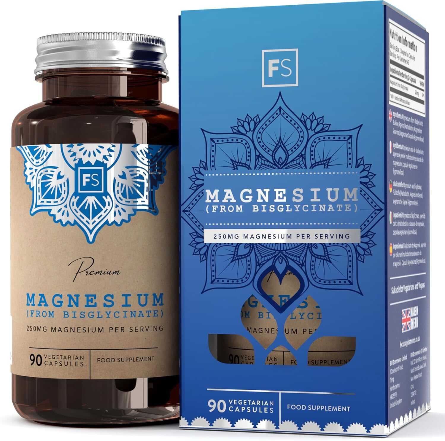 Integratore Bisglicinato di Magnesio Senza OGM e Allergeni 90 Capsule Vegane
