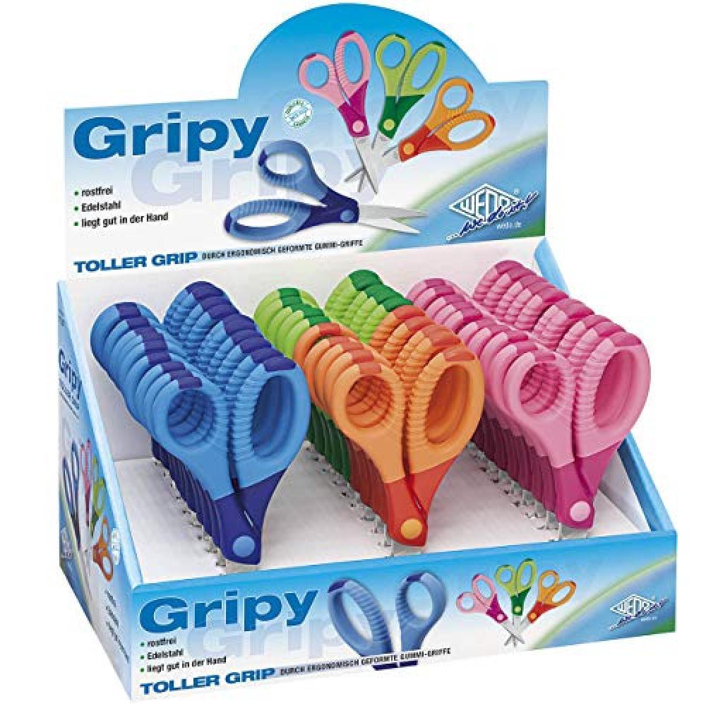 Wedo 0773503 Forbice in Acciaio Inox, Gripy 5", 13.0 cm, Blister, Blu - NUOVO