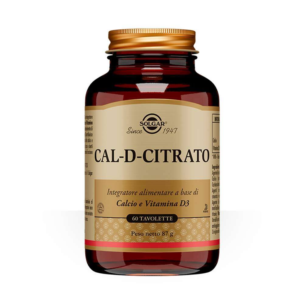 Solgar Cal D Citrato Integratore di Calcio Citrato e Vitamina D3, 60 Tavolette