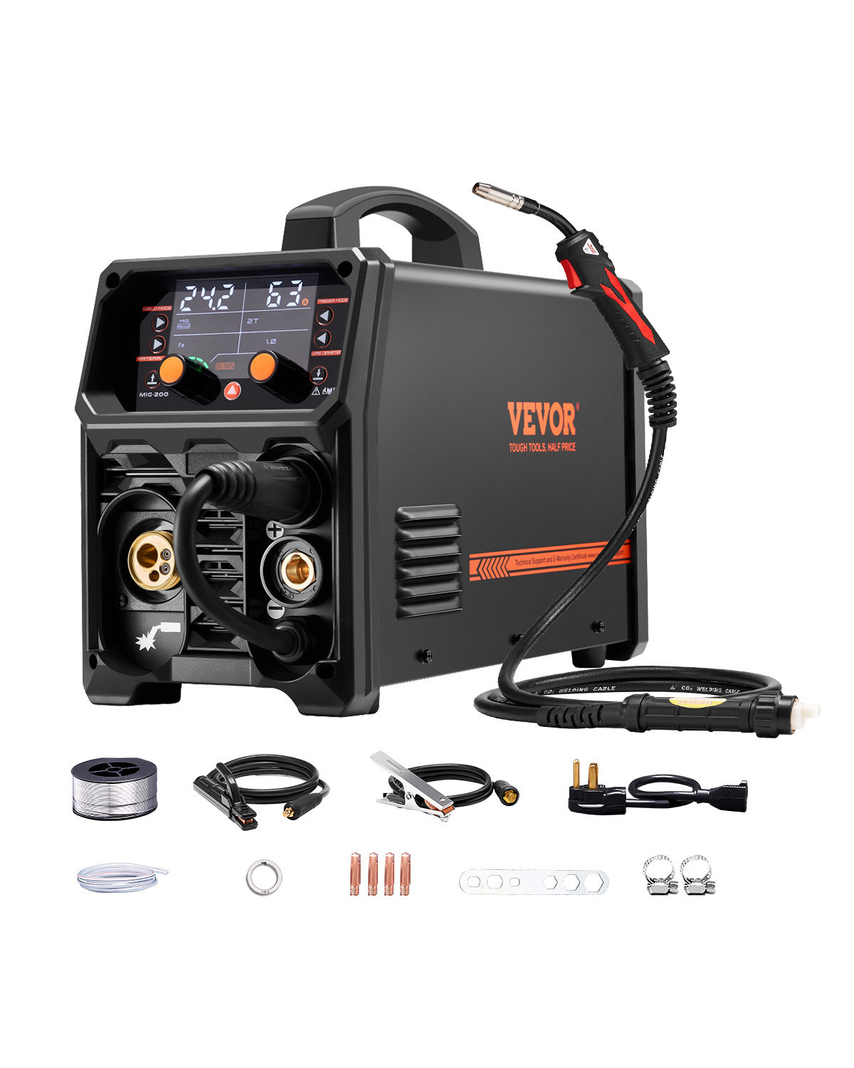 VEVOR Saldatrice MIG 200 A 4 in 1 MIG Senza Gas MIG con Gas MMA Lift TIG