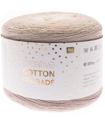 Rico Creative Pompon Cotone Dégradé Fb. 001, 200G Pompon Con Sottile Gradiente, Circa 800M Filato Gradiente Colore - 001 Natura